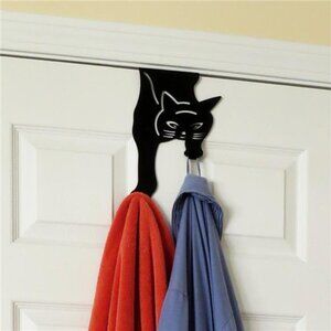 Cat Over The Door Hooks for Hanging - Black - Over The Door Organizer - Strong